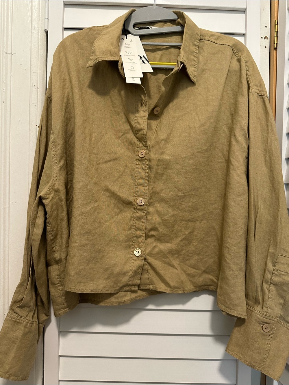 Zara Button-Front Shirt Jacket in Tan